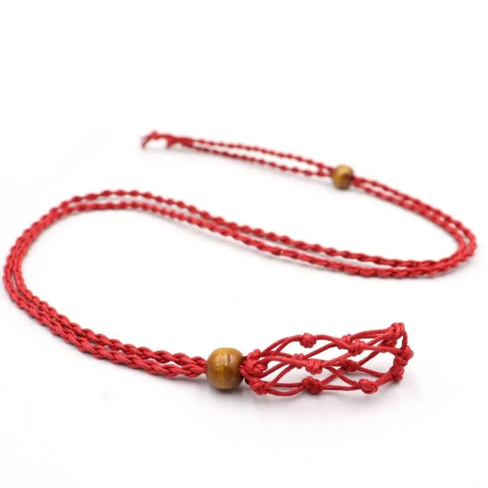 

Easy Use DIY Necklace Cord Braided Length Adjustable Crystal Necklace Holder Hand-woven Wax Rope Braided Necklace Cord Bracelet червоний