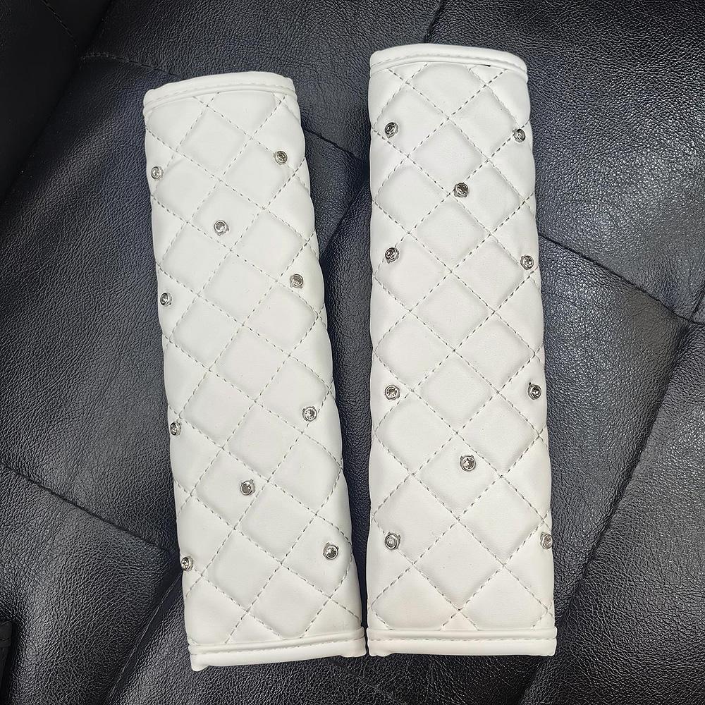 2pcs Soft Leather Universal Car Safety Seat Belt Cover Diamond Crystal Auto Shoulder Pad Styling Car Interior Accessories
