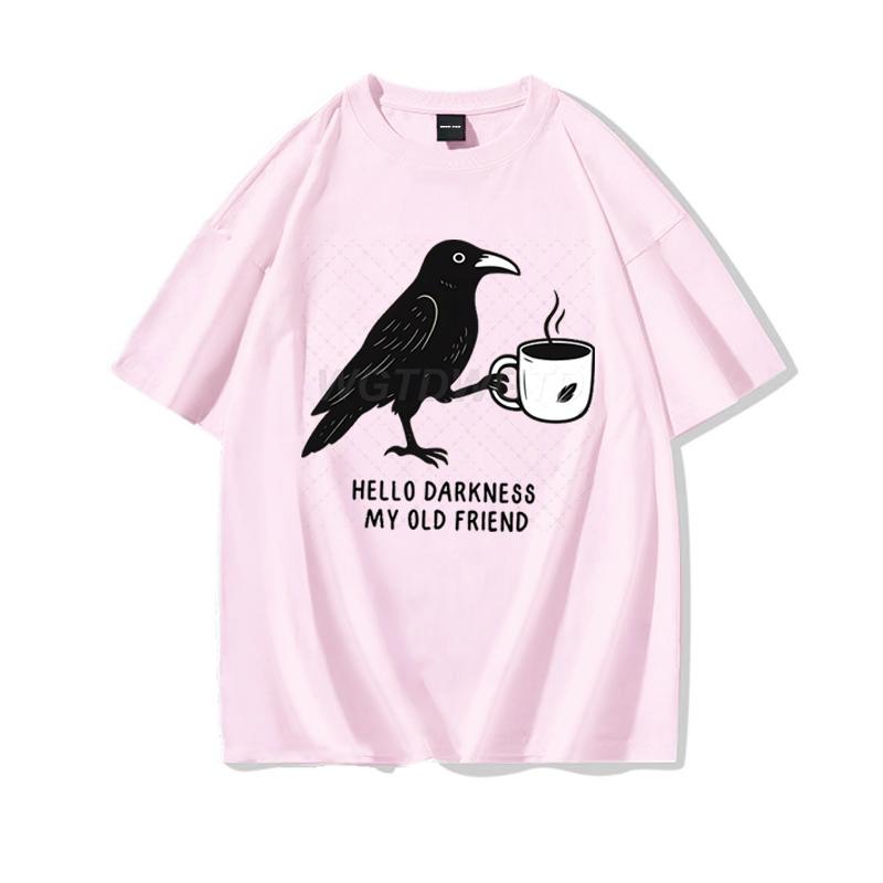 Raven Crow Coffee Shirt for Women Unisex Funny Gift for Coffee Lover Cotton Tshirt Womens Unisexs Oversized Comfort Colors Tee Top