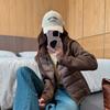 Thin and light European and American fashion women's clothing splicing cotton-padded jacket college slim and thin stand-up collar cotton-padded jac