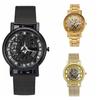 Wish Hollow Alloy Mesh Band Quartz Couple Watch - Imitation Mechanical Design