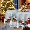Christmas Tablecloth Snowflake Elk Reindeer Igloo, European Round Tablecloth Waterproof Leave-In, Household Dining Table Decorative Cloth