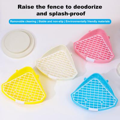 Small Pet Toilet High Fence Detachable Hollow Platform Easy Cleaning Rabbit Litter Pan Animal Potty Trainer Bunnies Corner Toilet