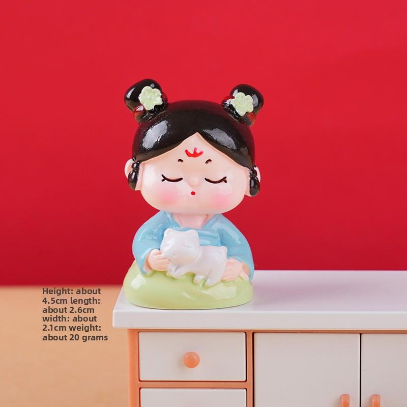 Tang Dynasty Women Creative Decorative Piece - Wealthy Woman - Ancient Style - Cute Home Office Desk Decoration - Resin Small Decorative Piece