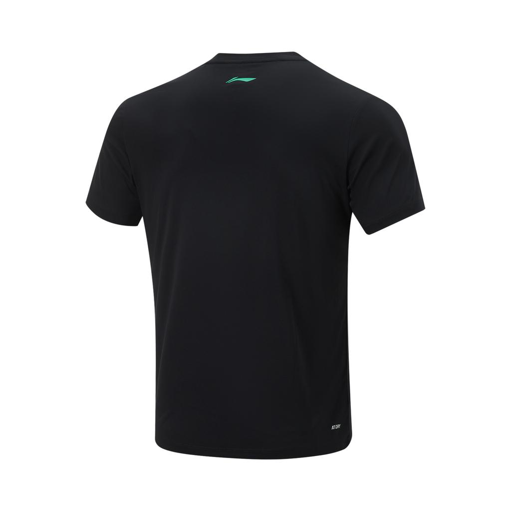 Li-Ning Quick-Dry Sports Printed Short Sleeve T-Shirt Unisex Tops Black AHSV103-1