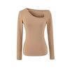 Design Sense Oblique Neckline Hollow Long-Sleeve Slim-Fit Velvet Top for Women - Autumn/Winter Sexy Base Layer