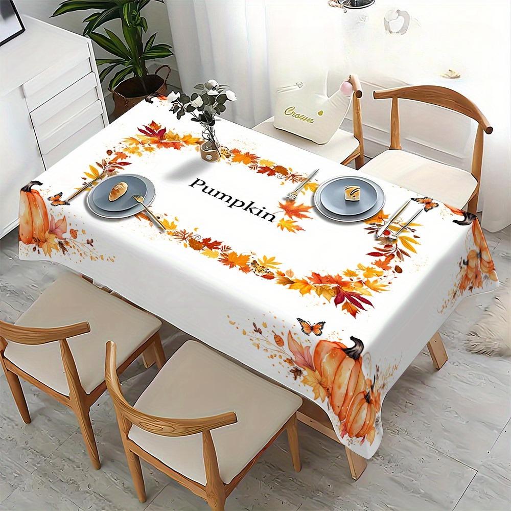 Autumn Pumpkin Maple Leaf Tablecloths for Table Decor Washable Fall Thanksgiving Theme Rectangle Table Cloth Wedding Party Decor
