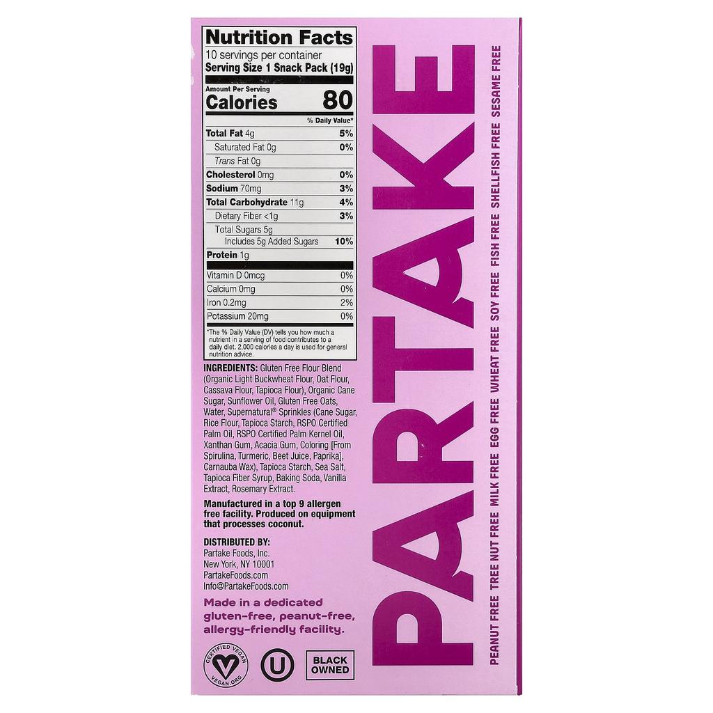 Partake, Crunchy Cookies, Confetti, 10 Packs, 19g (0.67oz) Each