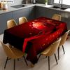 1pc Tablecover, Beautiful Red Christmas Ball with Golden Ornament Pattern Tablecloth, Machine Washable and Easy To Clean, for Dining Tables, Coffee Ta