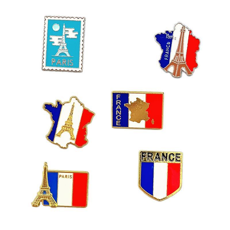 Paris Eiffel Tower Brooch French Romantic Alloy Plating Pins Travel Souvenir Bag Decor Gifts For Friends