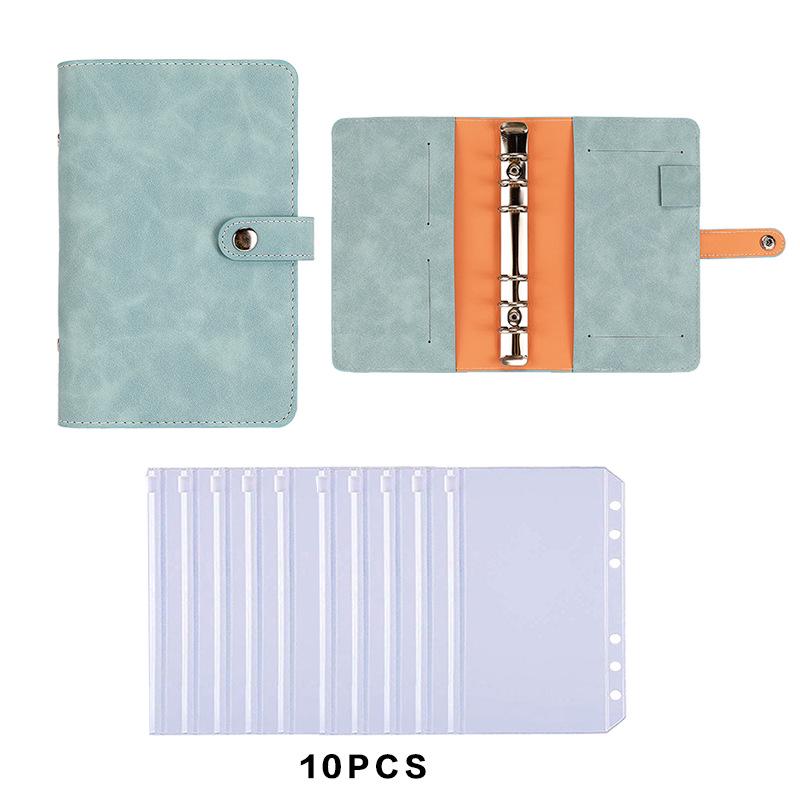 A6 PU Leather 6-Hole Planner with Cash Envelope and Notebook Inserts