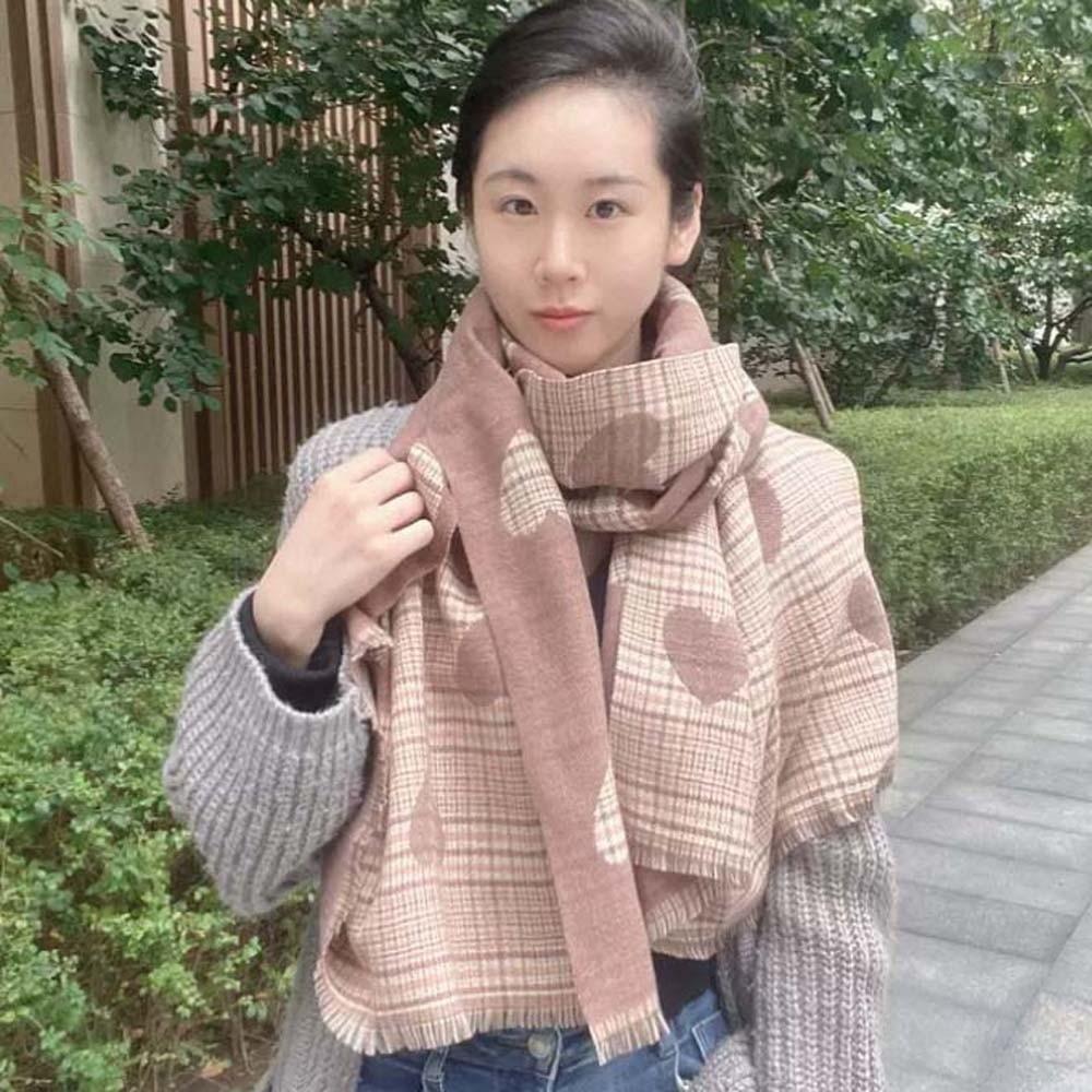 Warmer Heart Knitted Scarf Acrylic Fibers Long Thickened Shawl Gift Double-sided Scarf Spring
