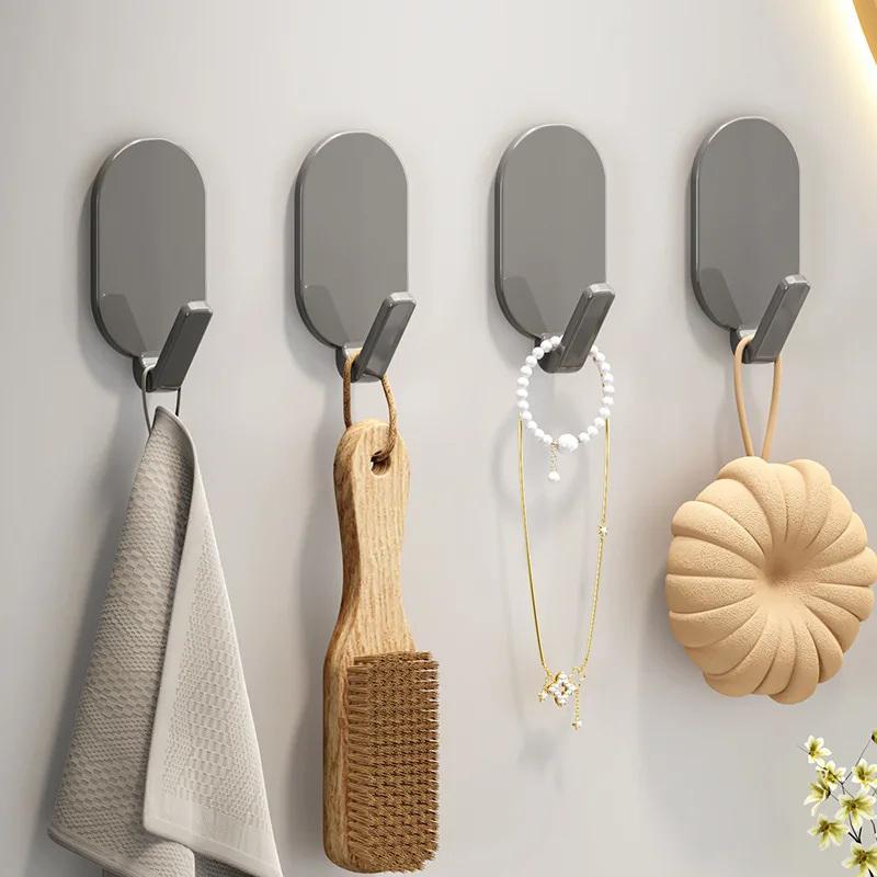 5Pcs Strong Wall Hooks Self Adhesive Key Coat Bag Hanger Hook Bathroom Kitchen Door Robe Towel Storage Rack Hook Accessories