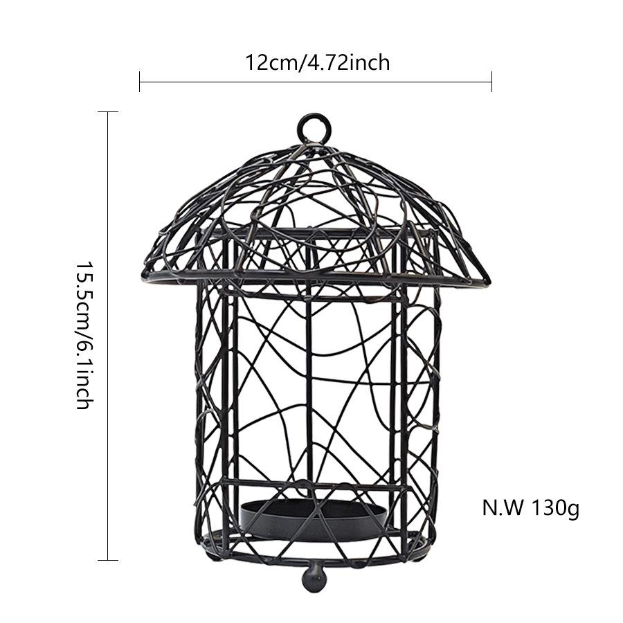 Outdoor Dual-use Wire Birdcage Hanging Basket Candlestick Garden Hanging Basin Decoration Hanging Bird Feeder for Outdoor Gifts