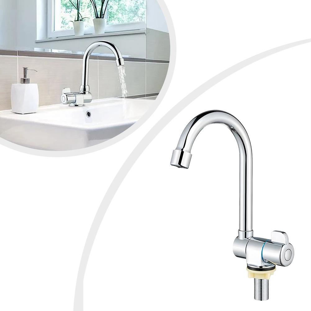 Gemüse spülen 360° drehbarer Wasserhahn Einzelner Kaltwasserhahn Einfache Installation Wasserhahn Kompatibel mit Standardspülen