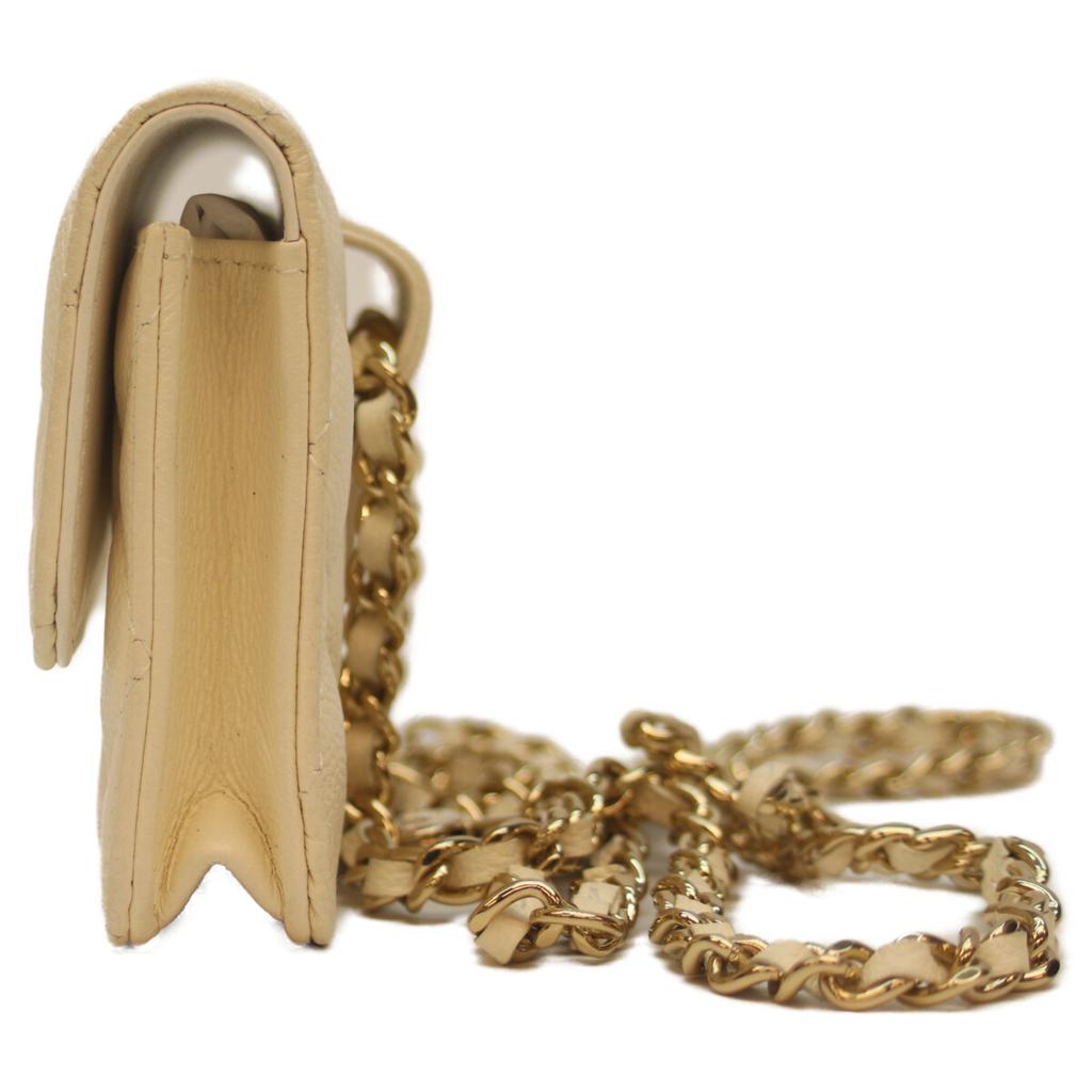 CHANEL AP3352 White Caviar GHardware Matelassé Ribbon Chain Belt Mini Pouch Shoulder bag White/GDHardwareUsed