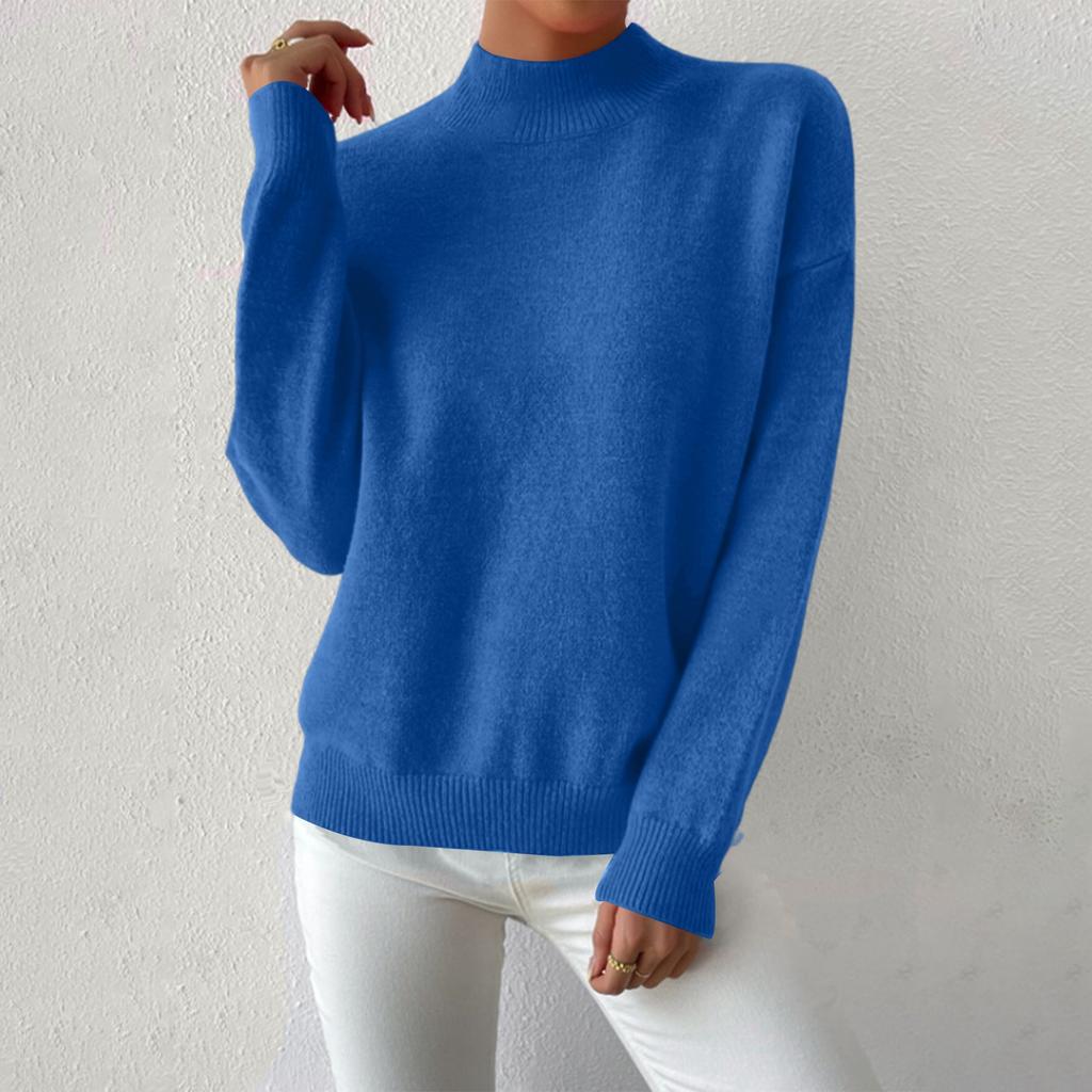 Women's Casual Round Neck Colorblock Pullover Sweater Loose Casual Long Sleeve Contrast Color Top