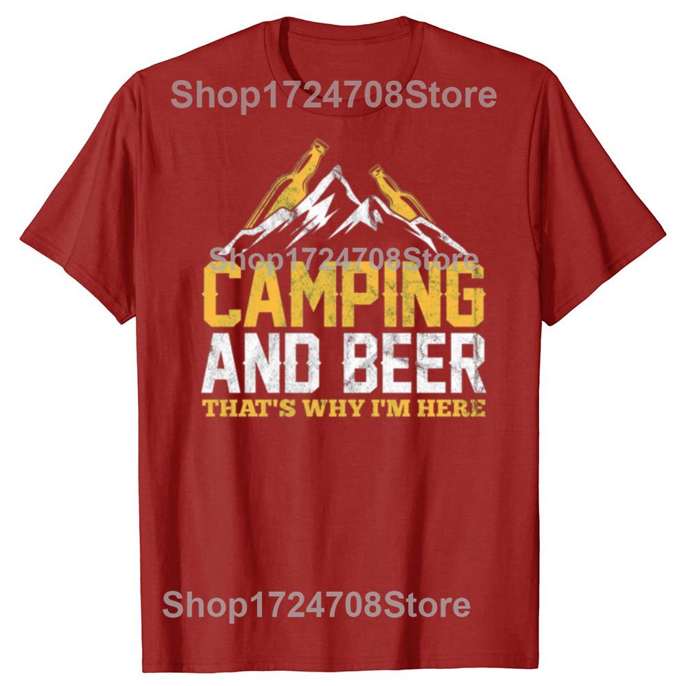 

Camping and Drinking T Shirt Camping and Beer Why Im Here Tee Cotton 3D Printed TShirt Mens Top Short Sleeve Mens Clothes S