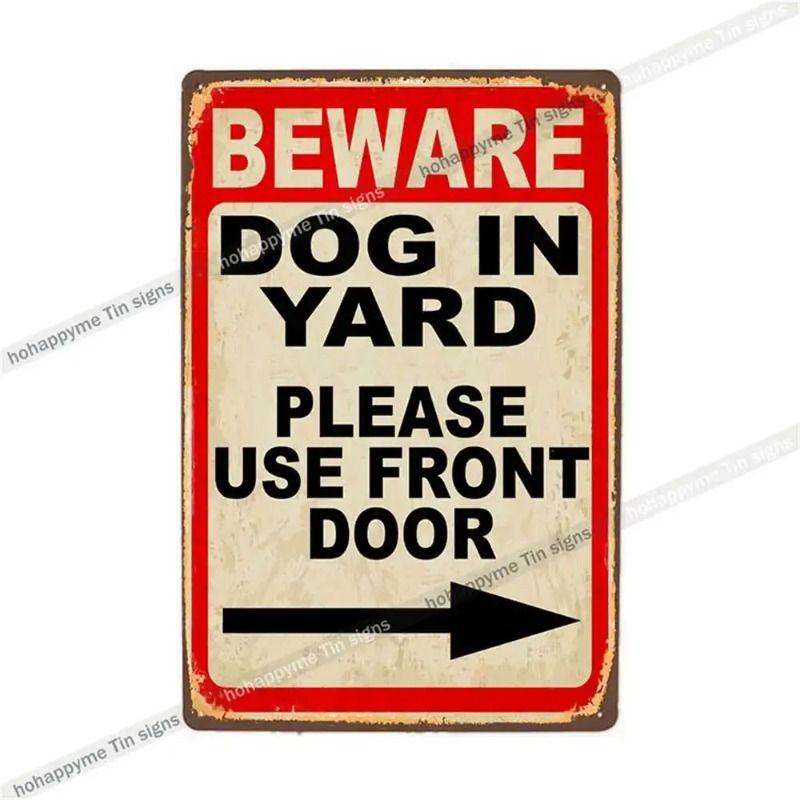 Retro Metal Sign German Shepherd Patrol Warning Decorative Plate for Home Wall 20x30cm