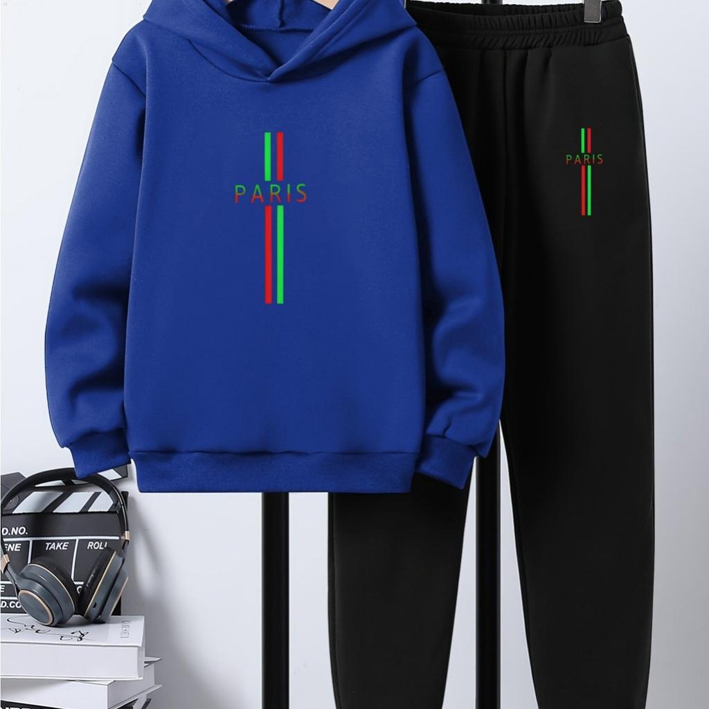 New Autumn/winter 2-piece Children's Hoodie Jogging Pants Set Featuring Stylish Cool Patterns Sporty Casual