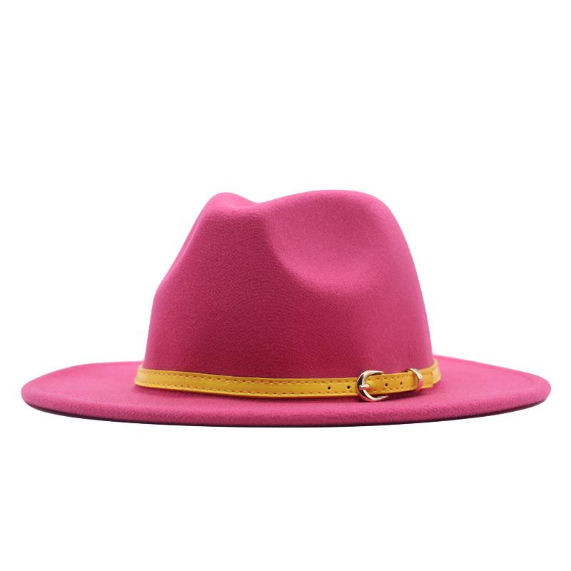 New spot European and American flat-brimmed felt jazz hat, British gentleman's retro woolen fashion felt hat