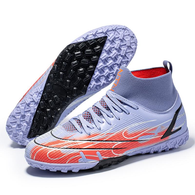 Vibrating football shoes boys and girls high-top TF broken nails youth training lawn football shoes one piece 2025