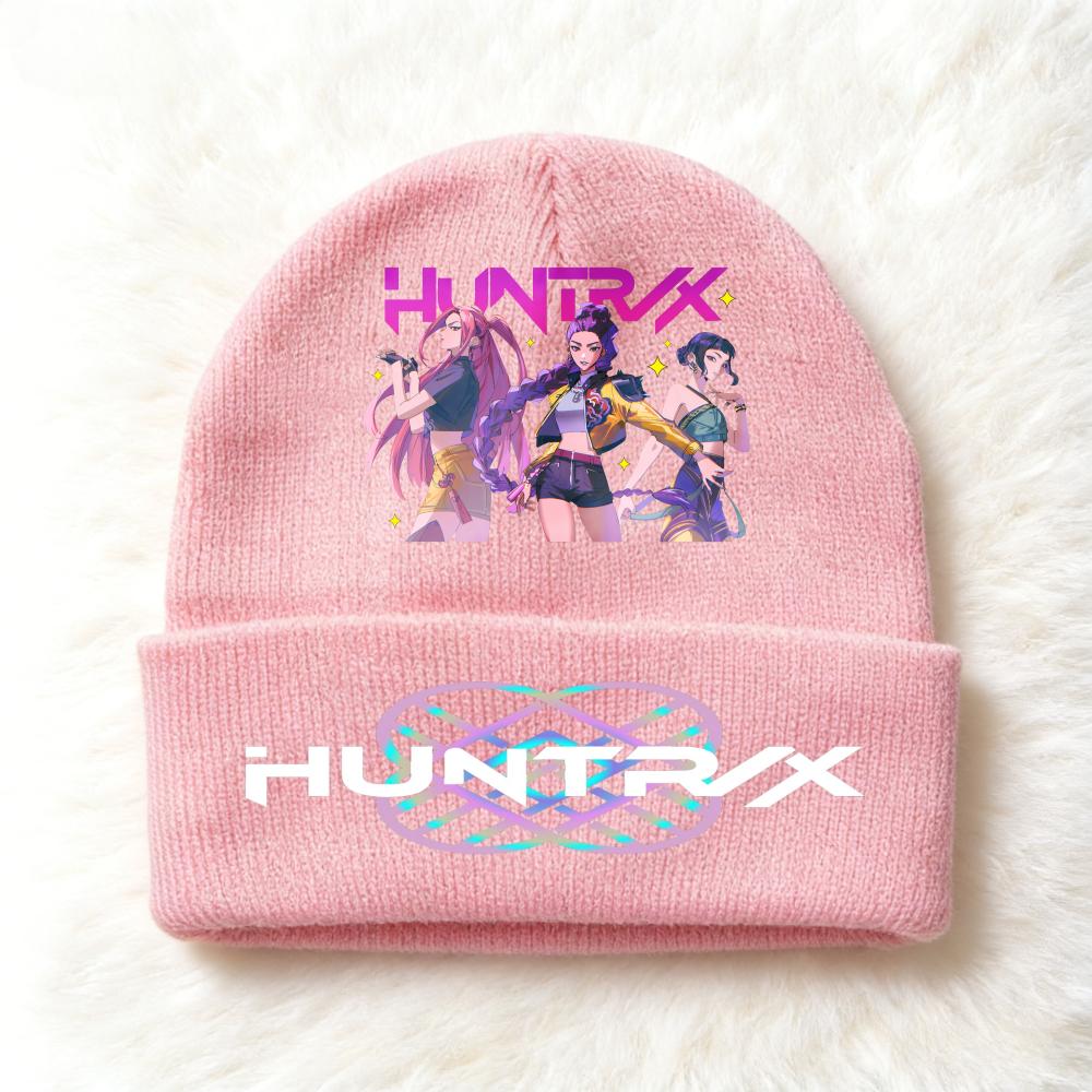 Berretto lavorato a maglia per bambini con stampa Anime Kpop Demon Hunters, Filato di lana, Stagione autunnale, Stagione fredda, Cappello alla moda per bambini, Copricapo, Abbigliamento