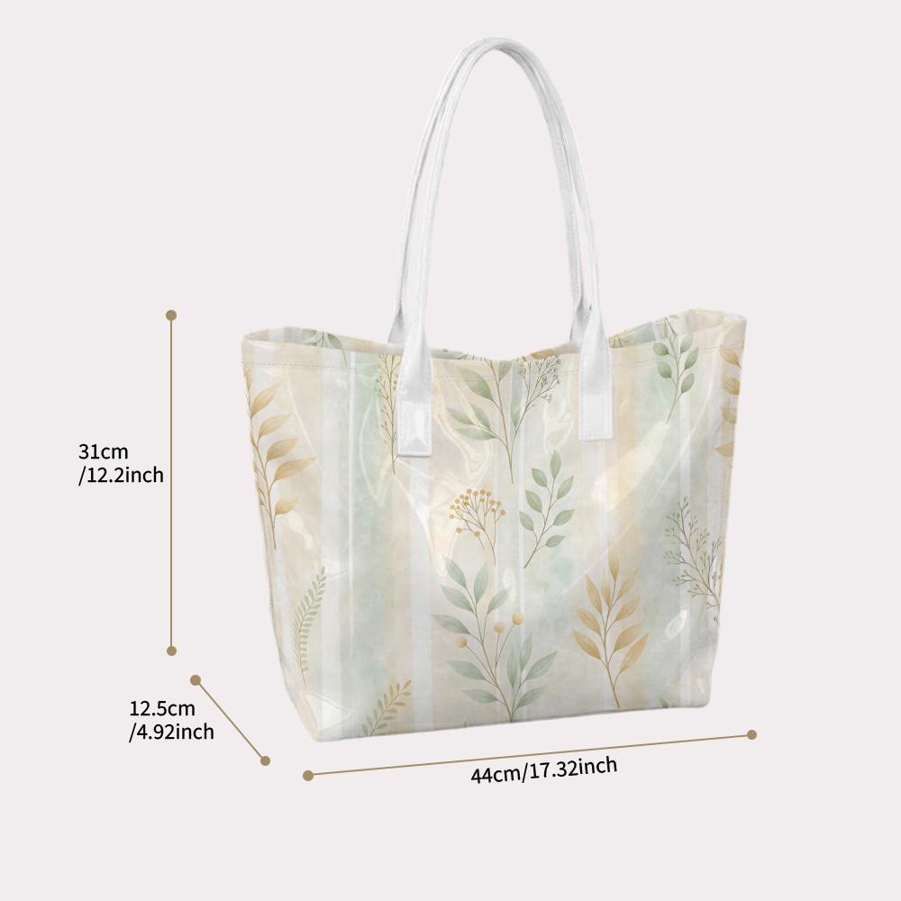 Elegant Botanical Pattern Tote Bag Lightweight Daily Casual Large Capacity Shoulder Handbag for Commute Outdoor