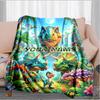 1PC Custom Name Dinosaur Adventure Jungle blanket versatile,all-season throw suitable for the living room,bedroom,camping,travel,and gift