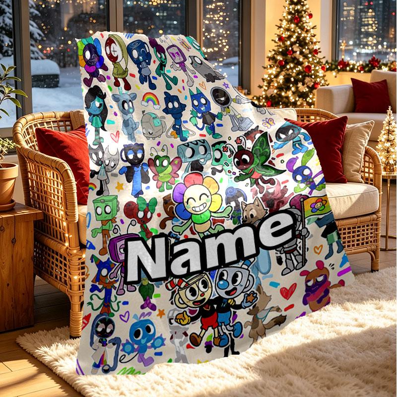 Coperta Personalizzata con Stampa Dandy's World, Decorazione per la Casa, Camera da Letto, Divano, Campeggio, Divano, Regali per Compleanno Natale
