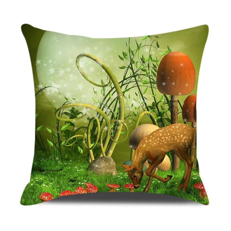 

Cute Mushroom Printed Decorative Pillow Case 45X45 Cushion Covers Home Throw Pillows Soft PillowCase Couch Animal Pillow Cover 12x12Inch