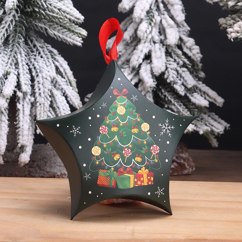 10 Stück, Weihnachtsverpackungsbox in Sternform, Verpackungsbox für Süßigkeiten und Schokolade, Geschenkverpackungsbox zur Dekoration, Keksdose, Weihnachtsfeierbedarf