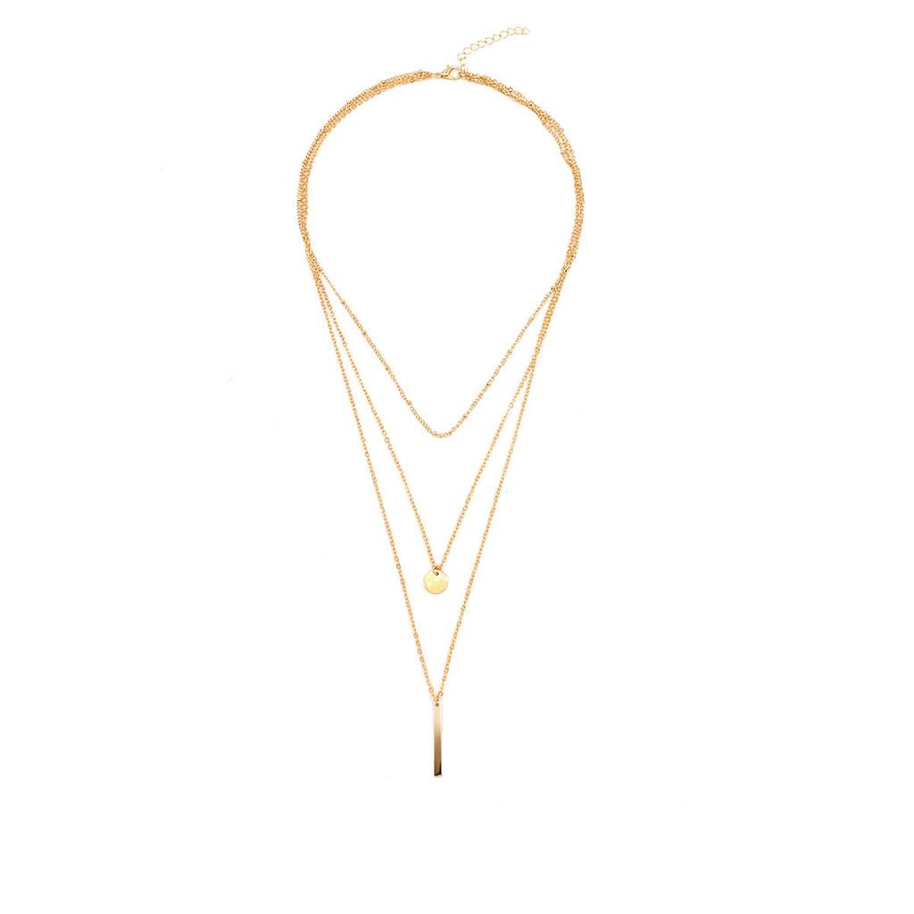 Hot-selling new models, copper bead chains, sequins, metal strips, multi-layer short necklaces.