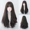 Lange Lockige Haare Damen Perücke mit Pony Täglich Braun Schwarz Rosa Lolita Cosplay Geflochtene Perücken Hitzebeständige Faser Party Kunsthaar