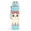 1PC White Cat Flower Bow 750ml Color Plastic Sports Water Bottle Leakproof Flip Straw Lid Suitable for Sports Office Home Use