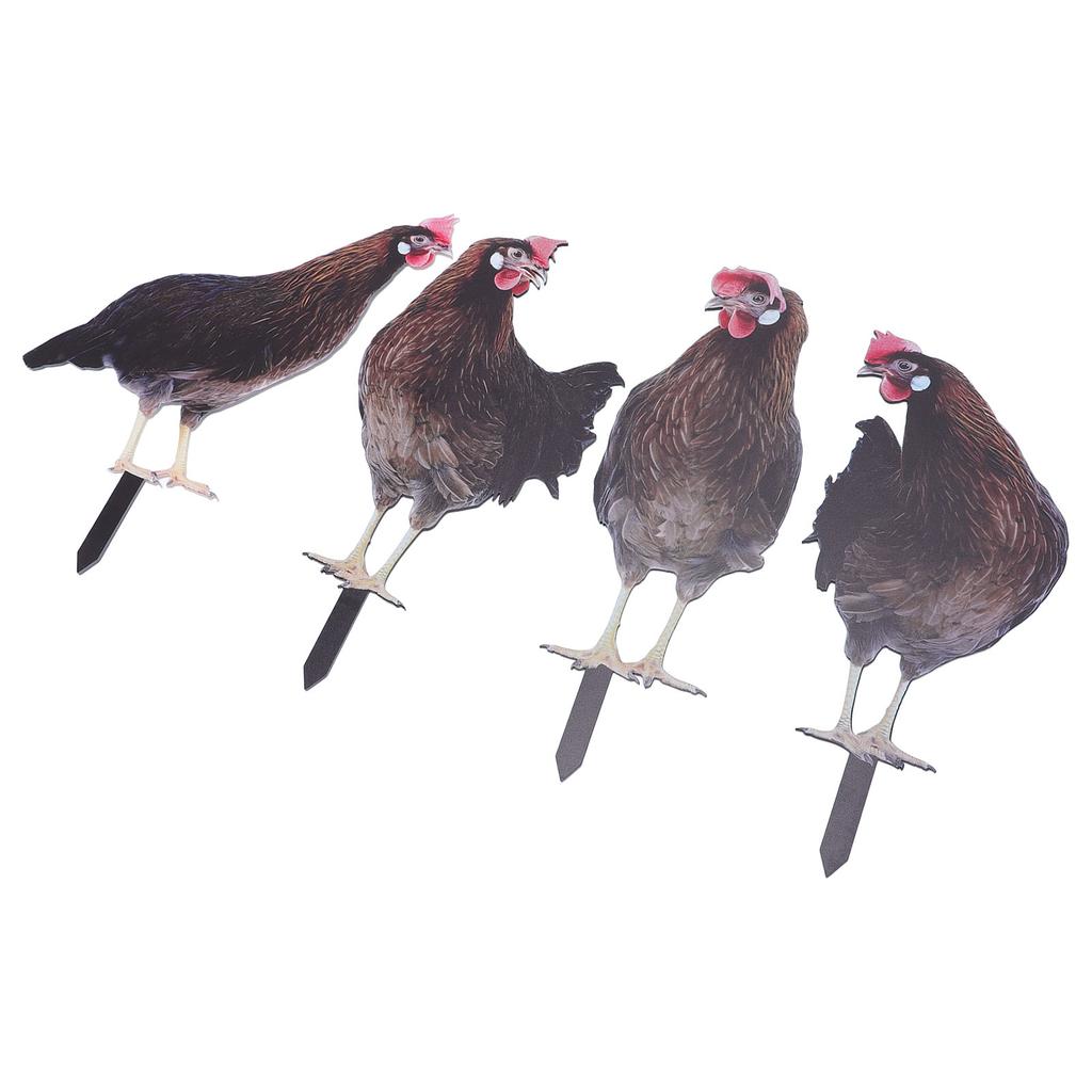 4 Pcs Garden Hen Stakes Colorful Realistic Decorative Acrylic Easy To Install Chicken Yard Decor