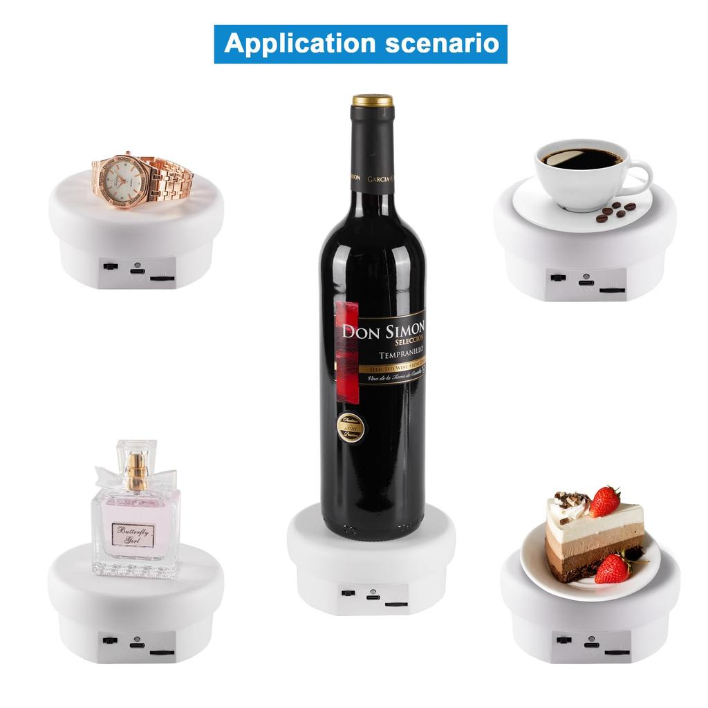 12cm Electric Rotating Display Stand Jewelry 360-Degree Photography Adjustable Speed Turntable