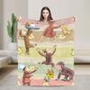 Curious George African Monkey Accessories Blanket Warm Cozy Fluffy Throw Blankets for Bed 50x60 Inches Multi-size Bedspread