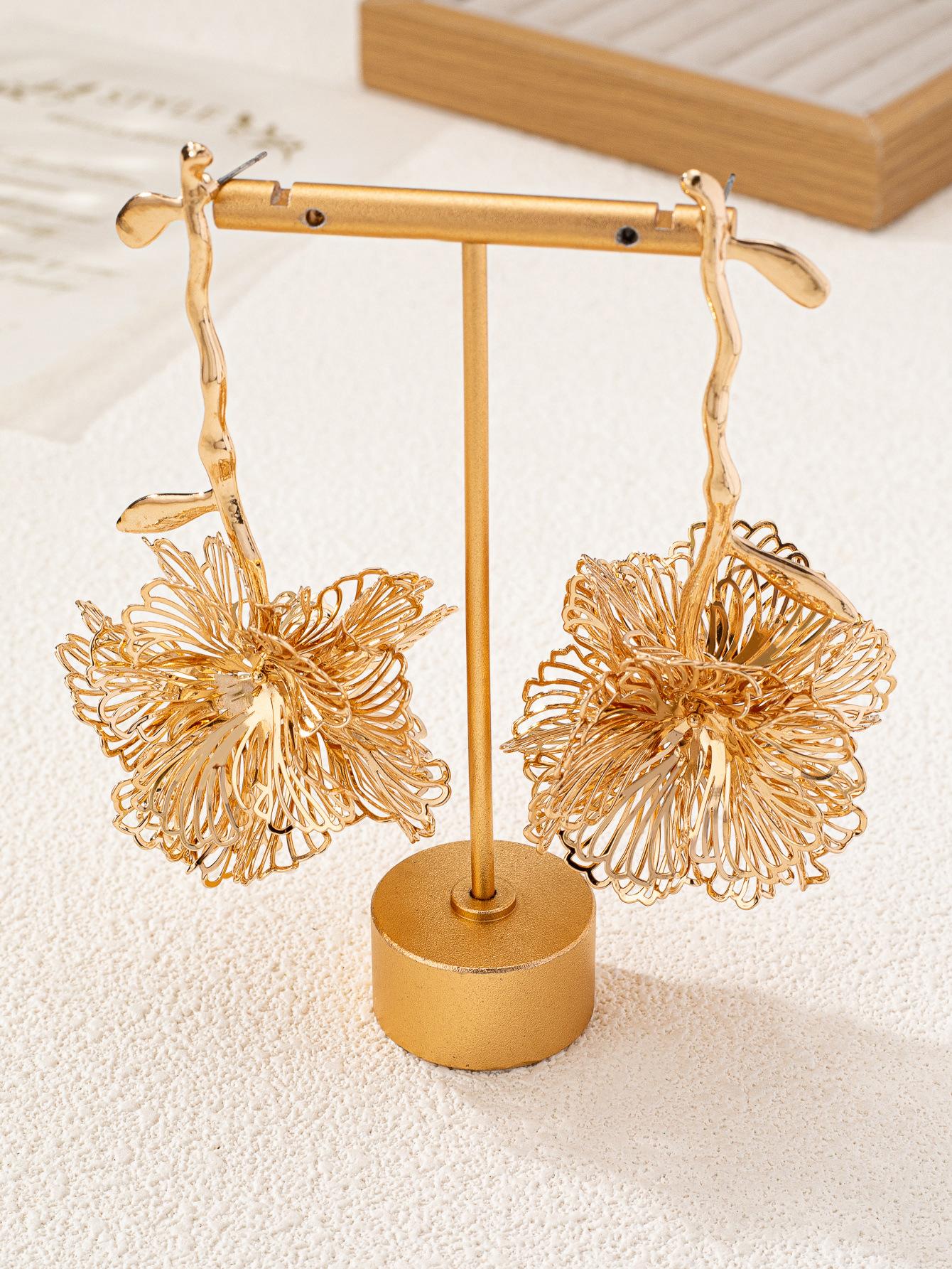 ZA легкие роскошные полые серьги-цветы для компьютера, эксцентричные серьги в придворном стиле для банкета