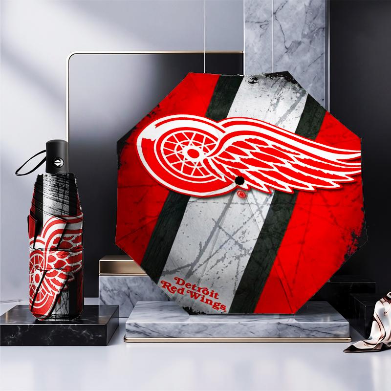 Red Wings Logo Umbrella Folding umbrella, automatic umbrella 8-Frame for Travel, camping Use Gift for Halloween Christmas