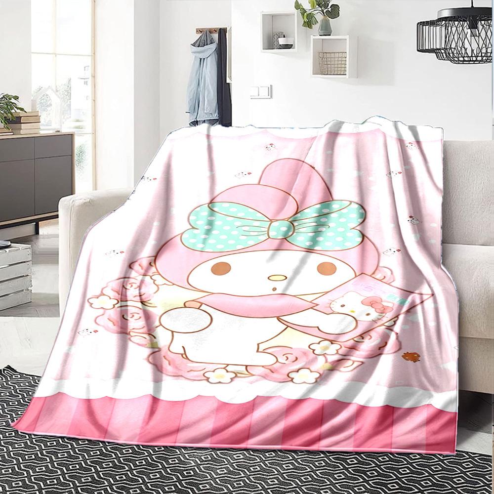 1pc My Melody Hello Kitty blanket Lightweight Flannel Throw for Sofa Bed Travel Camping Livingroom Office Couch Chair
