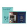 Multi-Color PU Leather Passport Holder with Map Design and Protective Stitching