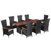 Day and Night - Day and Night 9-piece Garden Dining Set and Black Synthetic Rattan Cushions