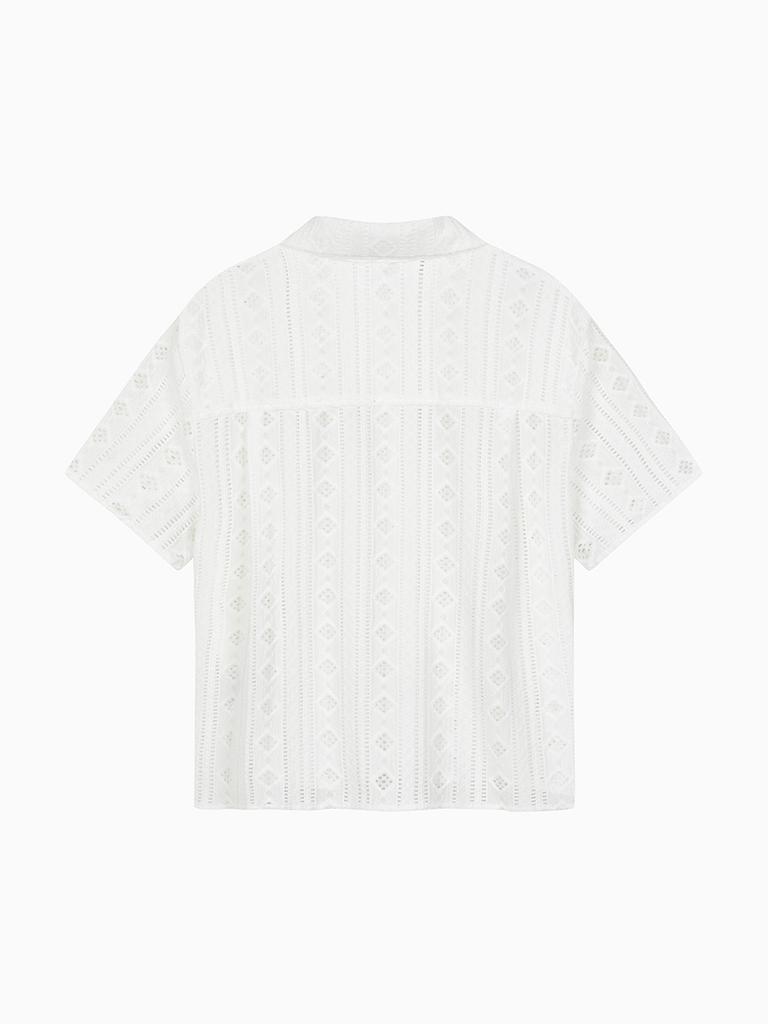 HANGTEN Women'S Eyelet Short Sleeve Shirt_003(10570-120-407-68)