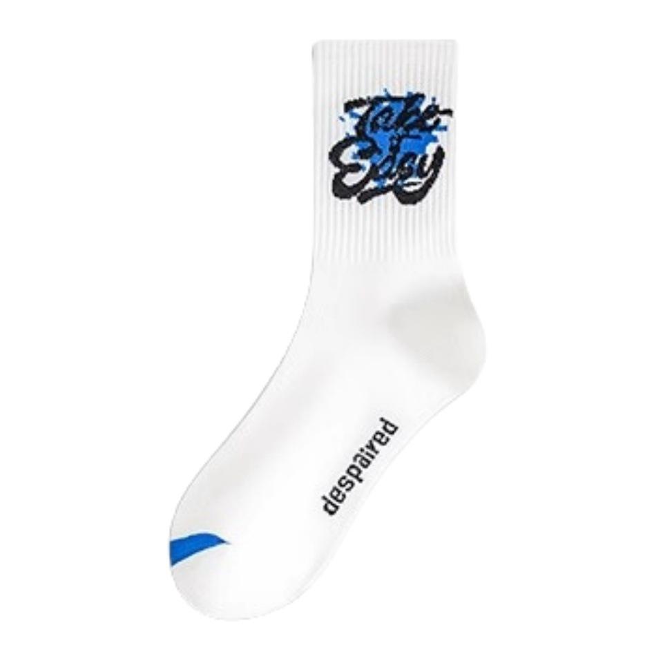 

Мужские весенние и осенние носки средней длины из чистого хлопка с защитой от запаха и впитыванием пота для баскетбола среди молодежи 1 pair белый