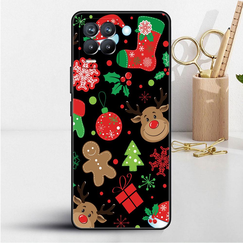 Coque pour Realme 8 C21y GT Neo 2 3 8i C21 7 C11 6 C12 C35 C3 GT 9 Pro C12 Master Funda Housse de Téléphone Bonhomme de Neige Noël Mignon
