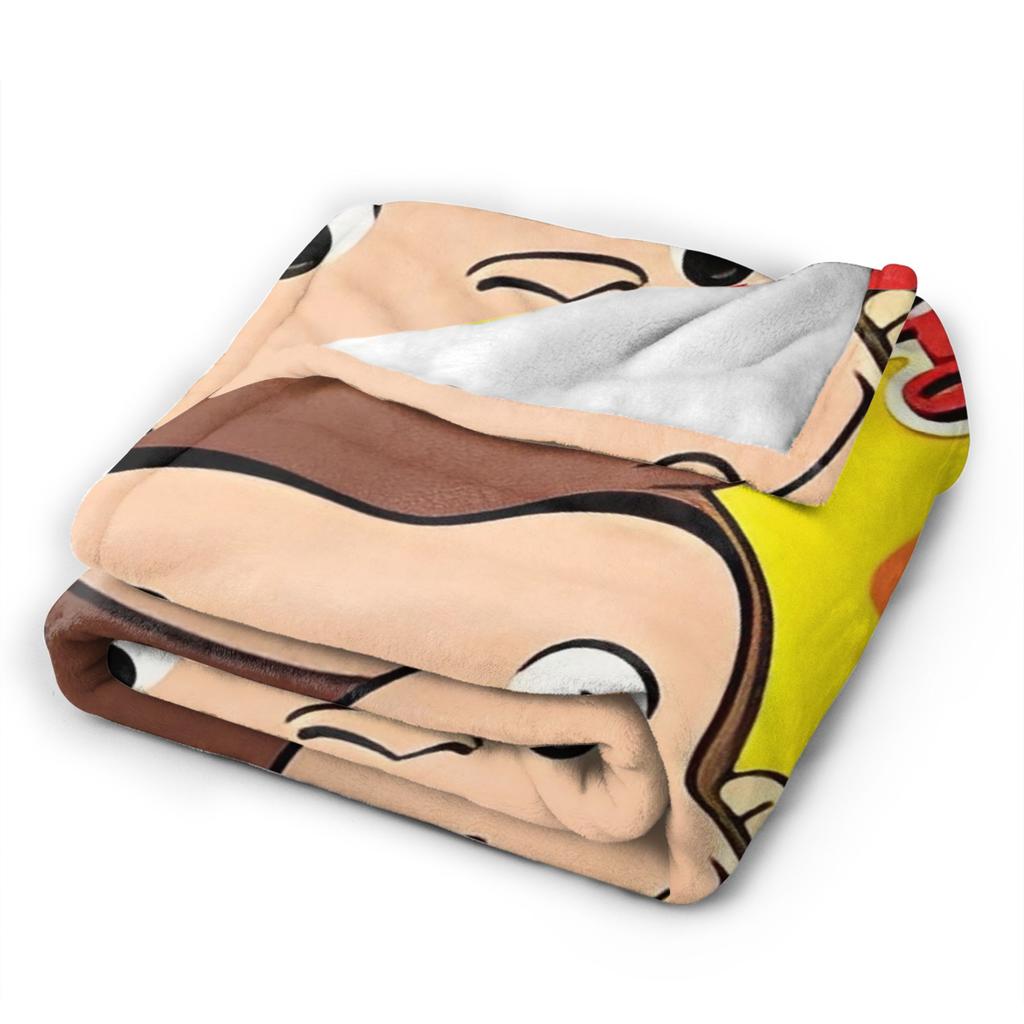 Curious George Funny Cartoon Flannel Blanket Monkey Awesome Throw Blankets for Home 125*100cm Quilt,