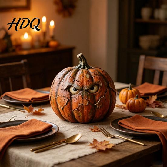 Dekorative Feiertags-Kürbis-Bastelarbeiten Halloween Holzfigur Rustikales Gruseliges Ornament Herbststil Heimdeko-Artikel Tischmittelstück für