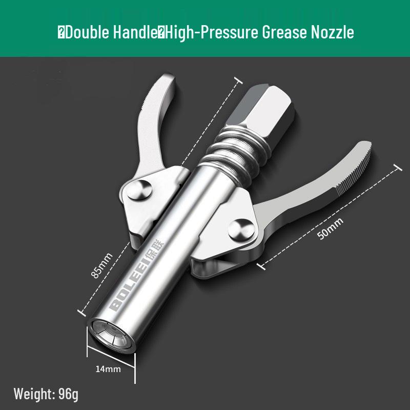 High-Pressure Self-Locking Grease Nozzle with Pliers-Type Grip and Flat Head for Electric, Pneumatic, or Manual Grease Guns