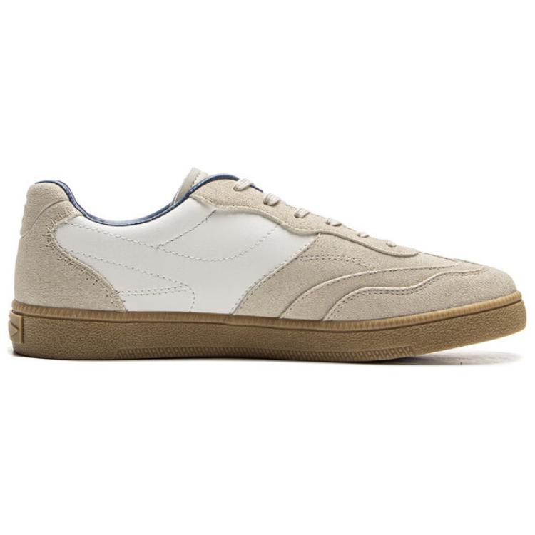Li Ning Yunchuan Abrasion Resistant, Lightweight, Balanced Low top German Army Trainers Men's Beige Blue White AGCV099-4